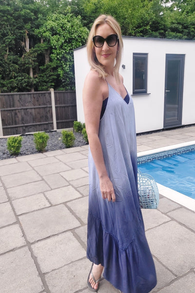 Ombre Maxi Beach Dress in Blue - Filli London