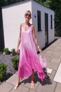 Ombre Maxi Beach Dress in Candy Pink - Filli London