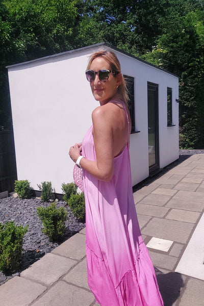 Ombre Maxi Beach Dress in Candy Pink - Filli London