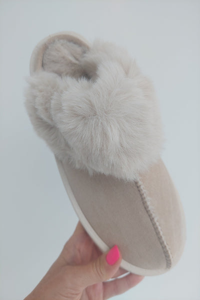 Platform Slipper Mule Shoe In Beige