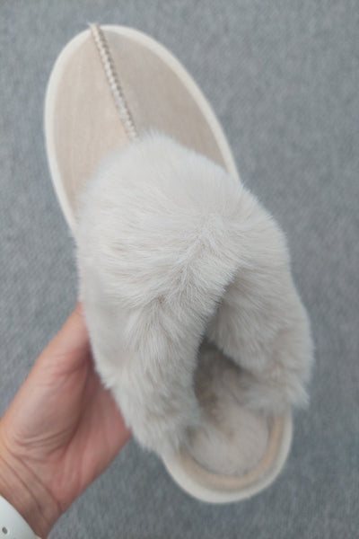 Platform Slipper Mule Shoe In Beige