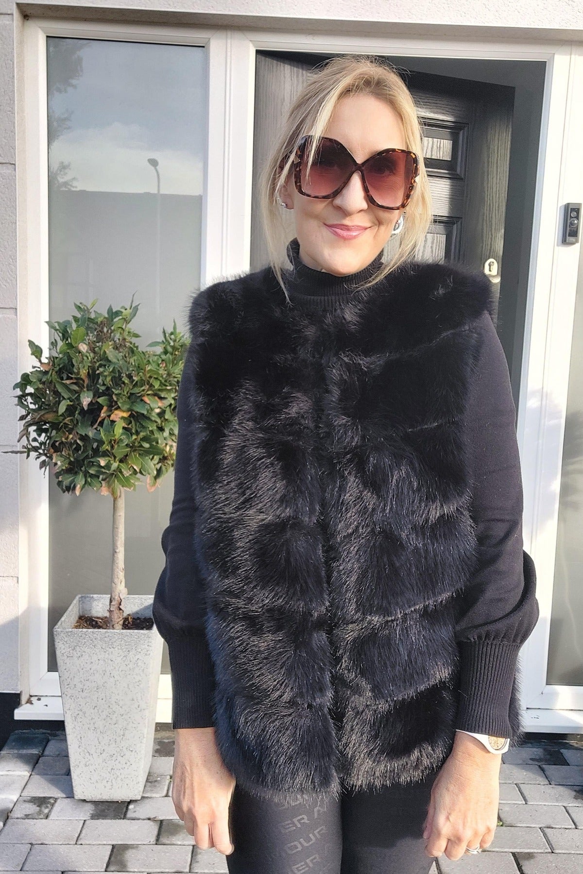 Faux Fur Gilet In Black