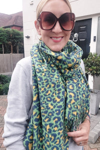 Wild Animal Leopard Print Warm Scarf In Green