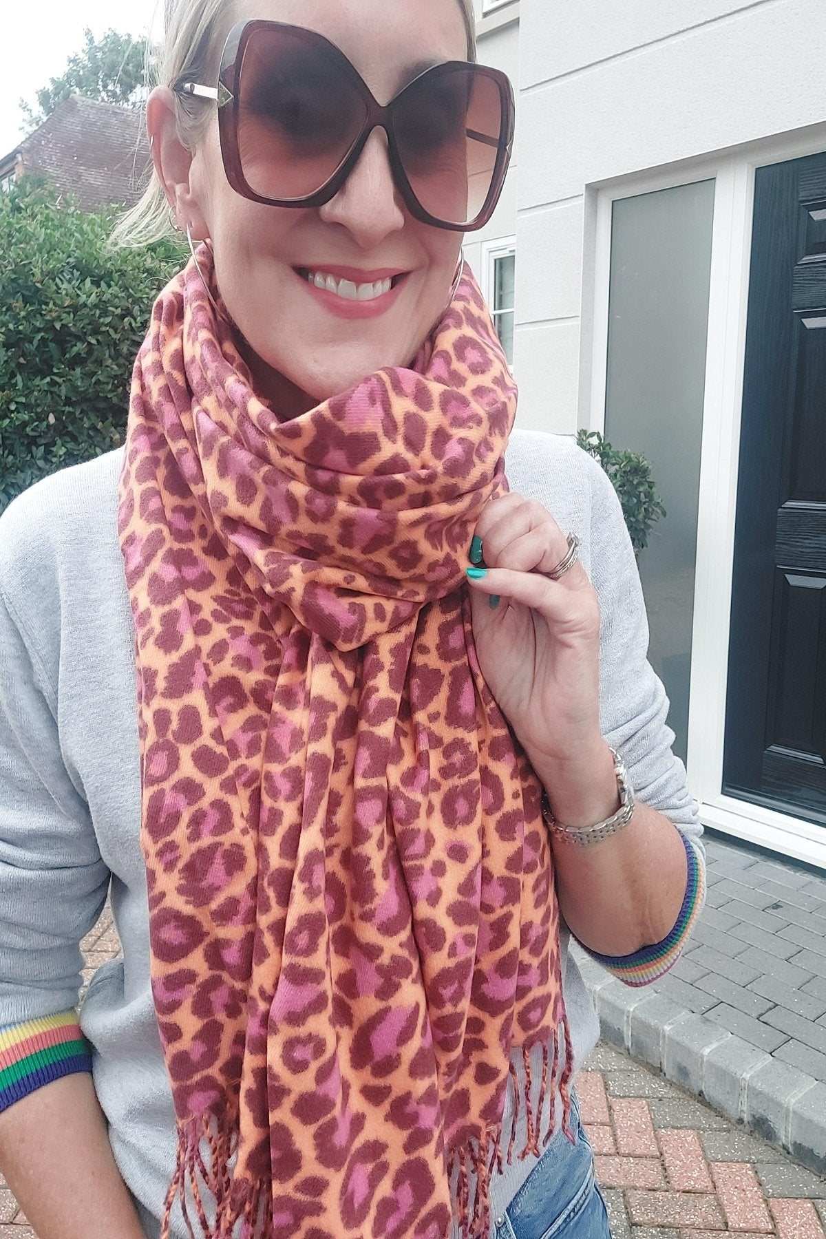 Wild Animal Leopard Print Warm Scarf In Orange