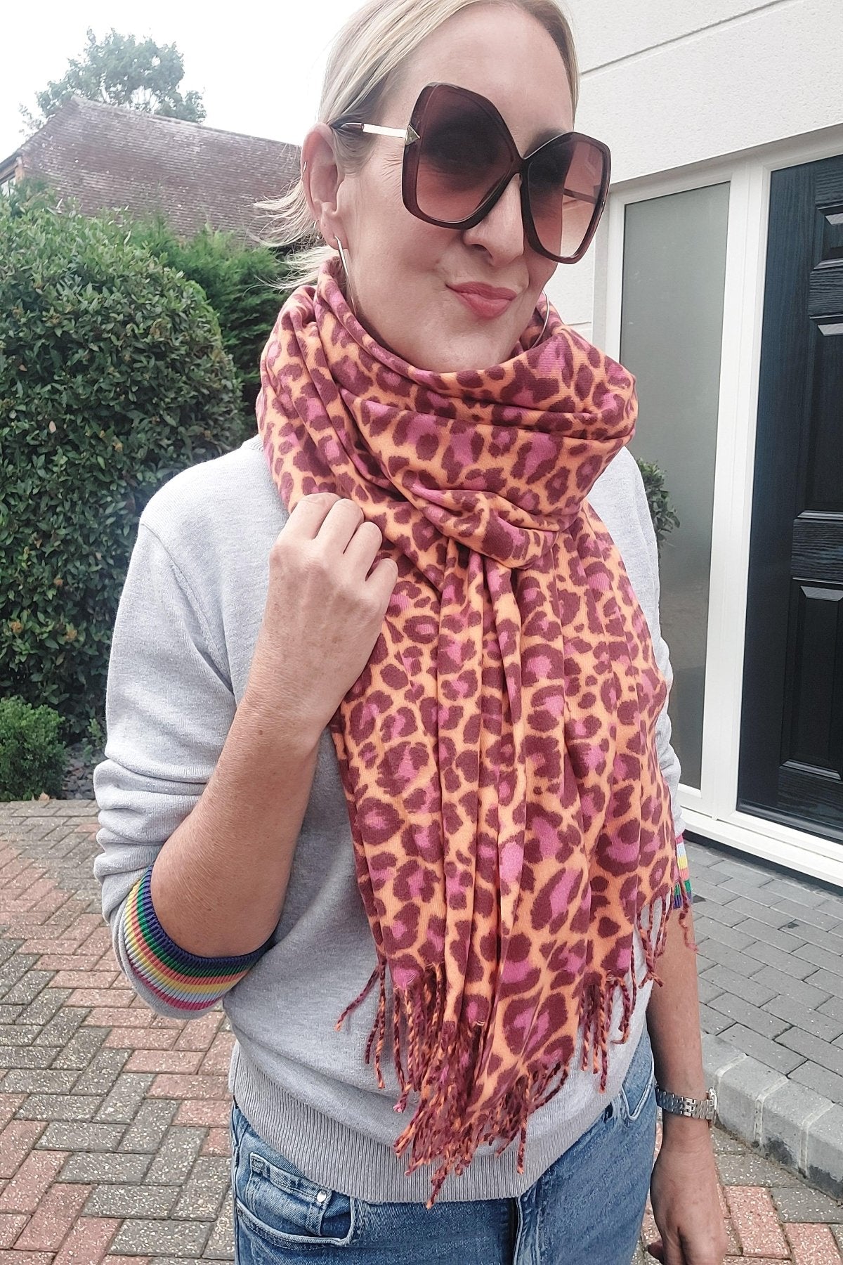 Wild Animal Leopard Print Warm Scarf In Orange