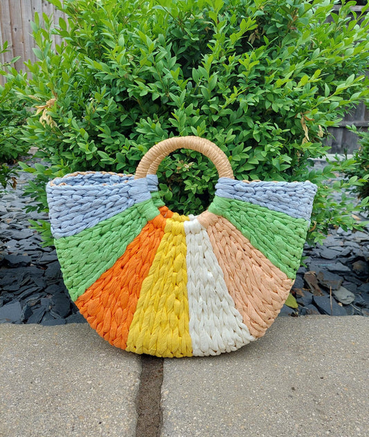 NEW ✨ Rainbow Raffia Tote Beach Bag - Filli London