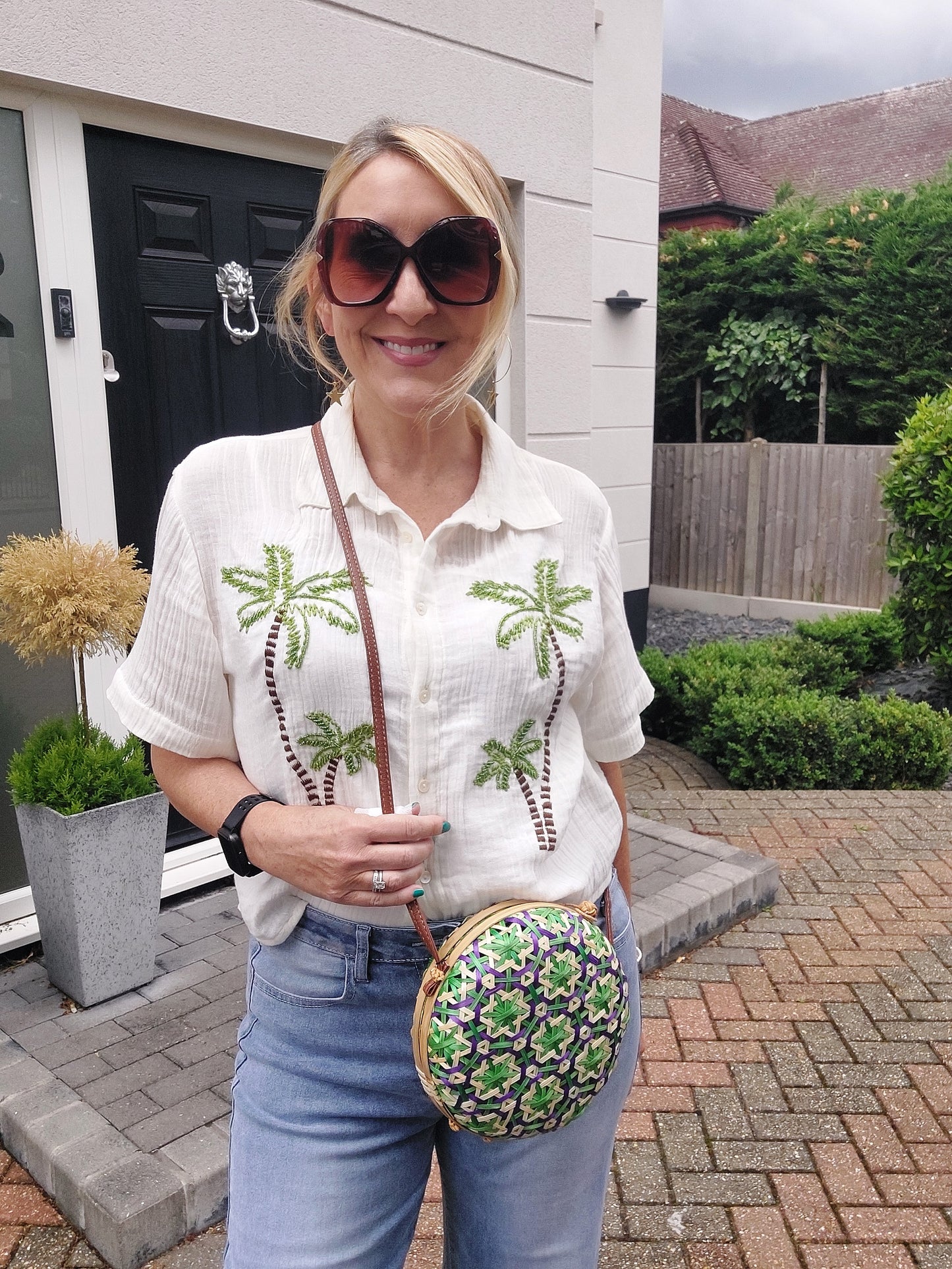 NEW ✨Azure Woven Round Crossbody Bag In Green - Filli London