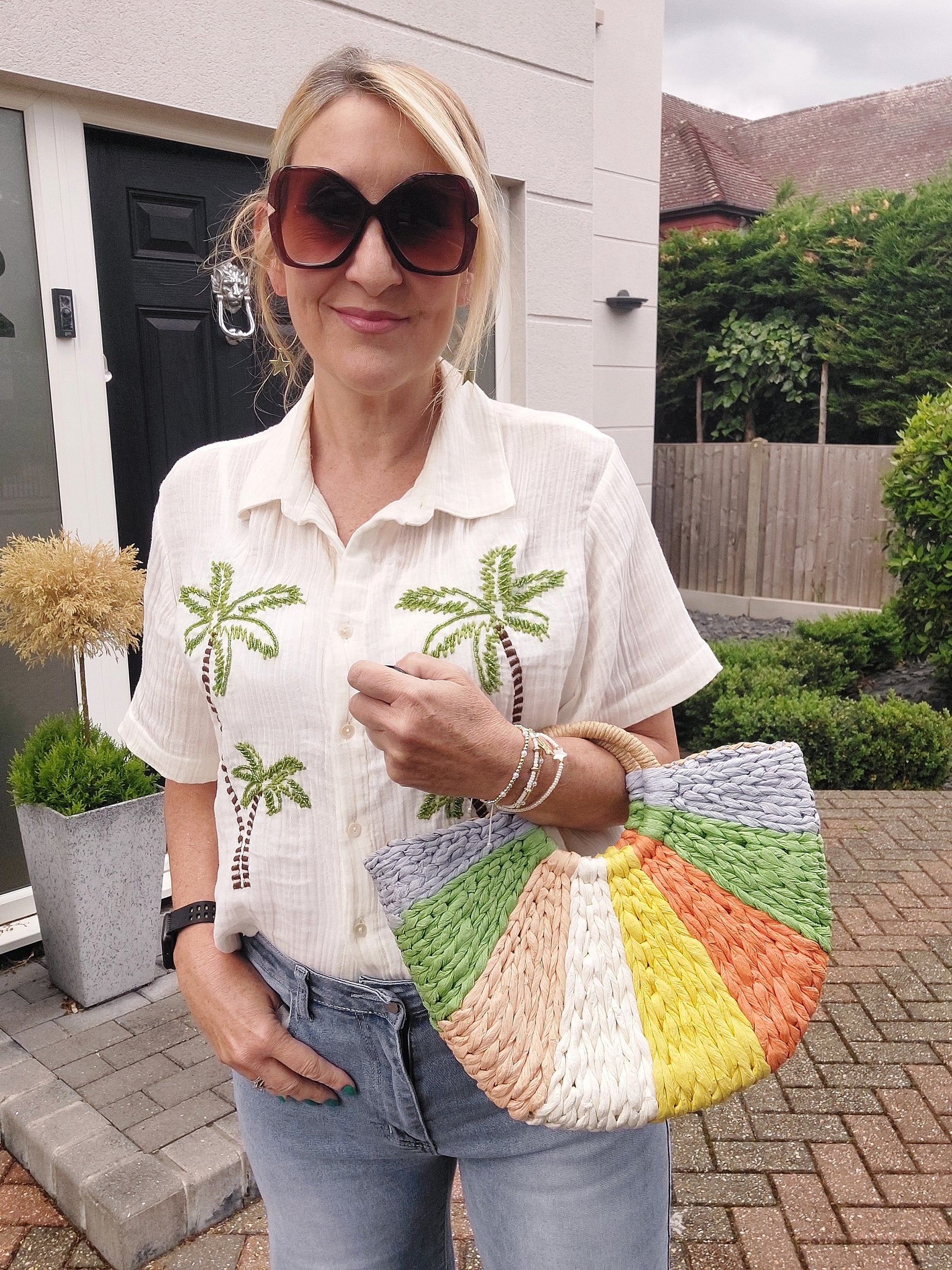 NEW ✨ Rainbow Raffia Tote Beach Bag - Filli London