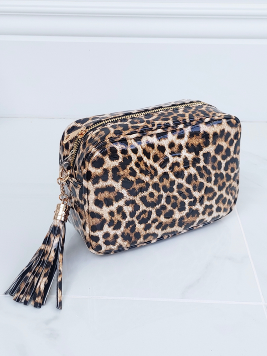 Leopard Print Crossbody Bag In Beige