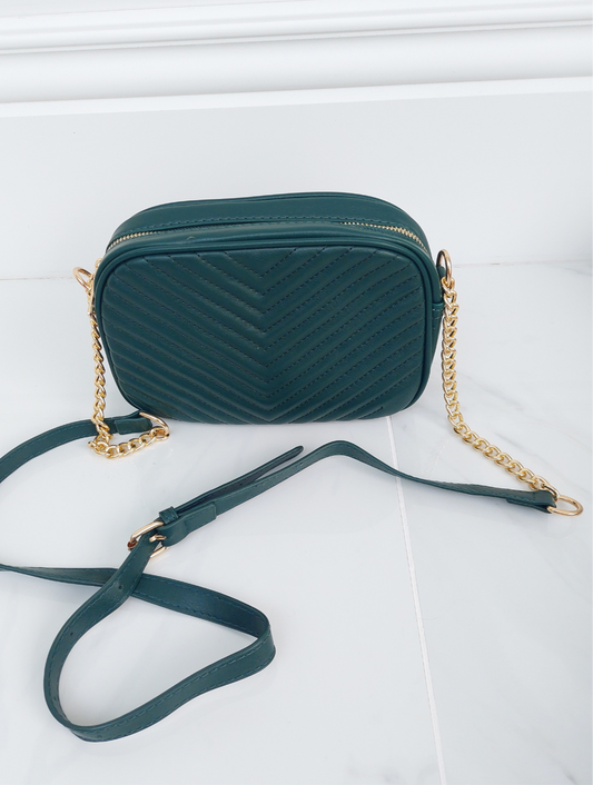 Chain Strap Crossbody Bag In Forest Green