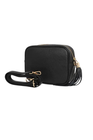 Leather Cross Body Camera Bag In Black