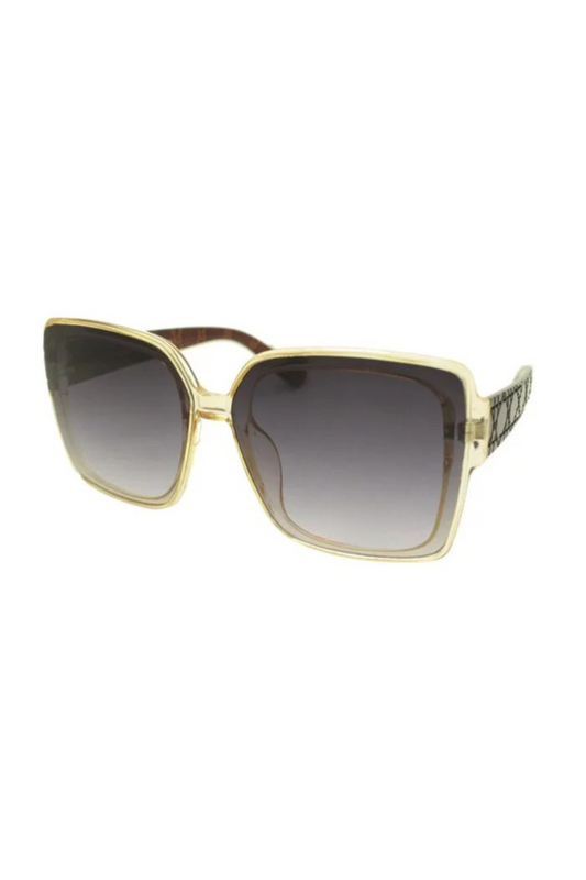 Bianca Oversized Retro Glam Sunglasses In Amber/Black