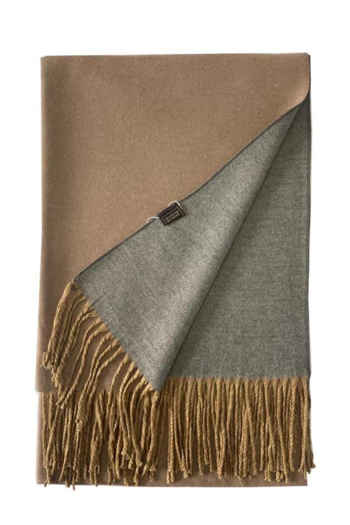 Warm Reversible Plain Tassel Blanket Scarf In Mocha - Filli London