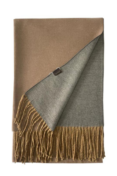 Warm Reversible Plain Tassel Blanket Scarf In Mocha