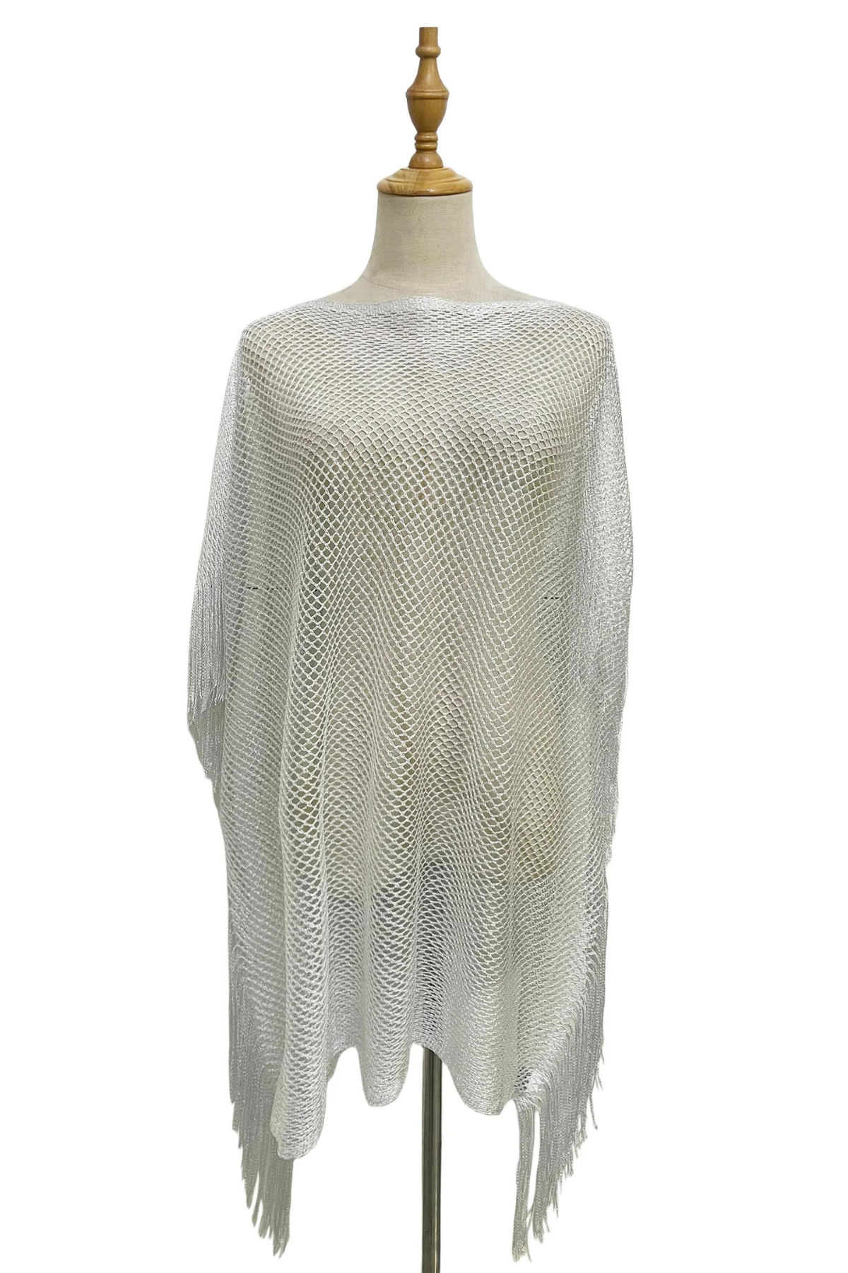 Metallic Thread Kaftan Cover Up In Silver