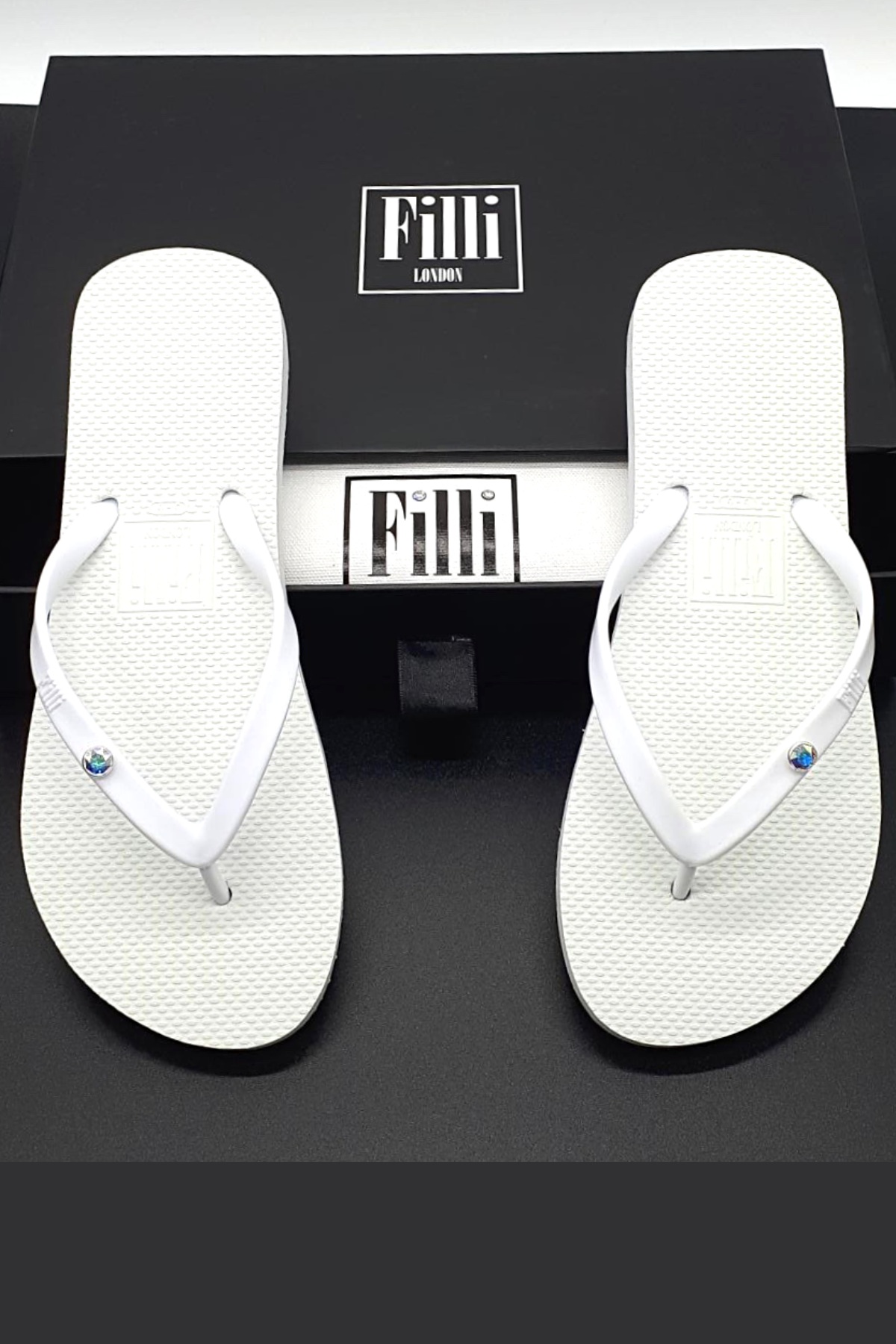 Aurora Luxury Crystal Flip Flops - White