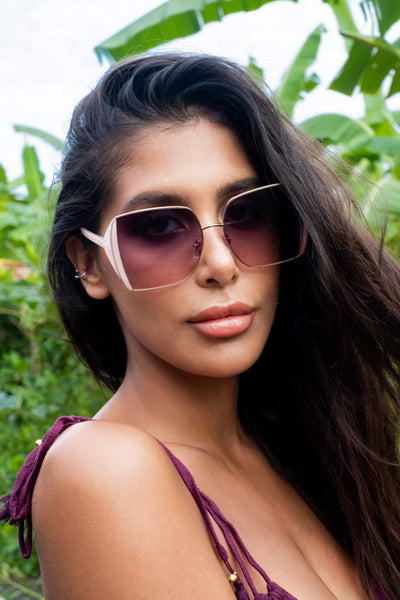 Valencia Gold Frame Sunglasses In Pink