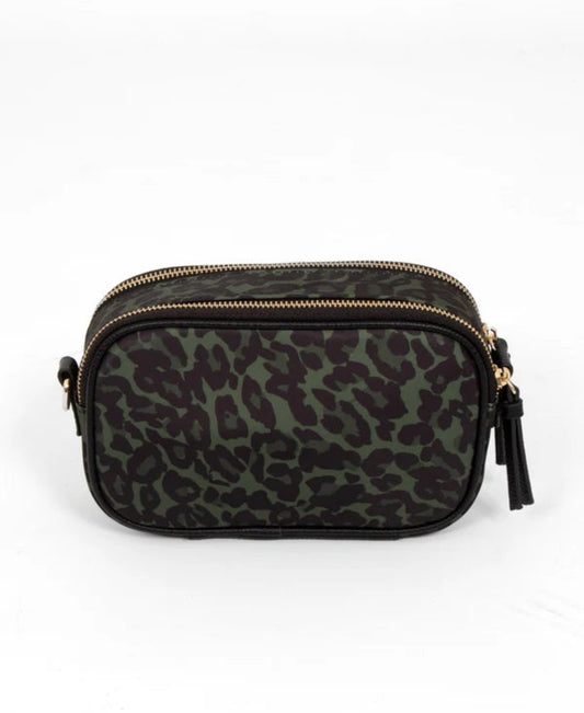 Khaki Leopard Print Crossbody Bag - Filli London