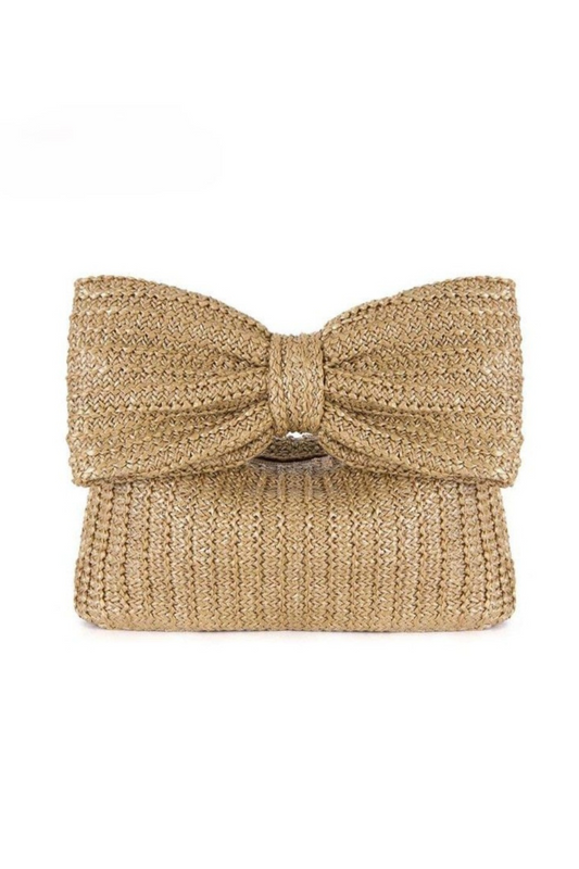 Beach Bow Clutch Bag In Natural