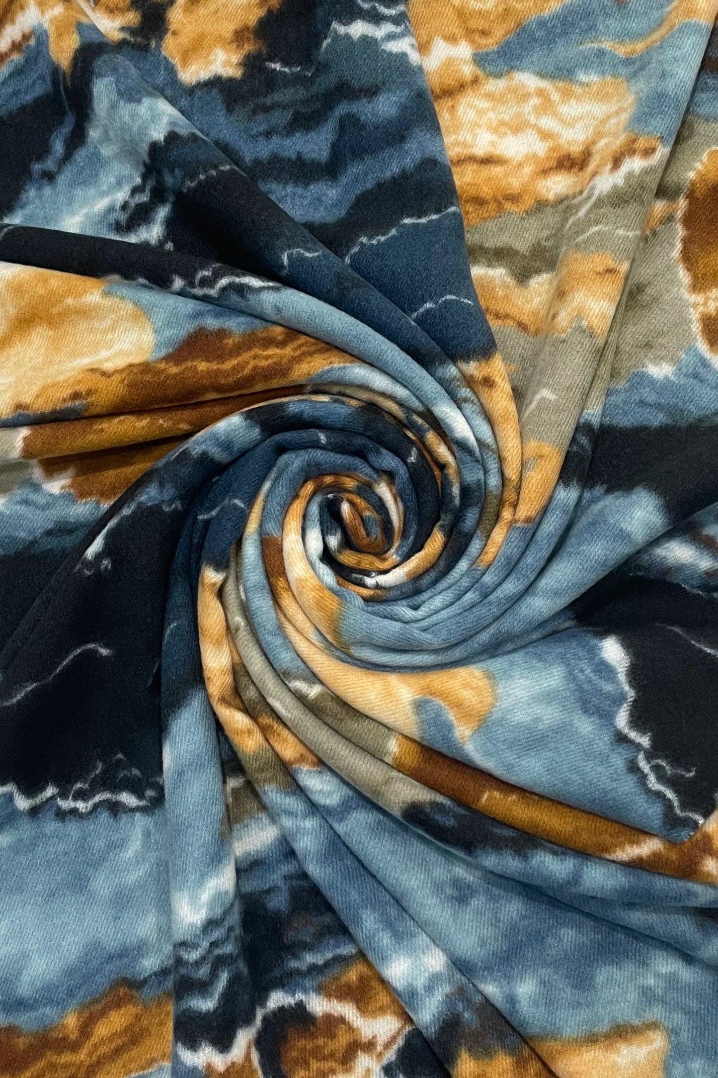 Soft Warm Blanket Scarf In Blue Abstract Camouflage