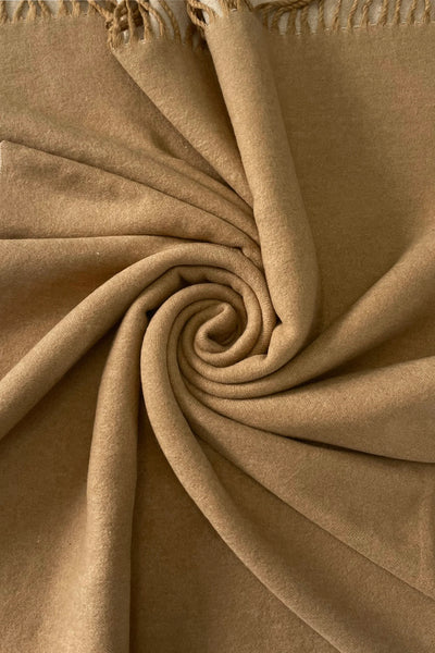 Warm Reversible Plain Tassel Blanket Scarf In Tan