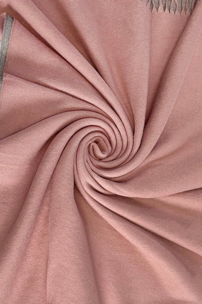 Warm Reversible Plain Tassel Blanket Scarf In Pink/Grey