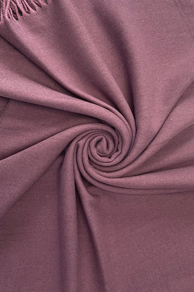 Warm Reversible Plain Tassel Blanket Scarf In Lavender/Charcoal