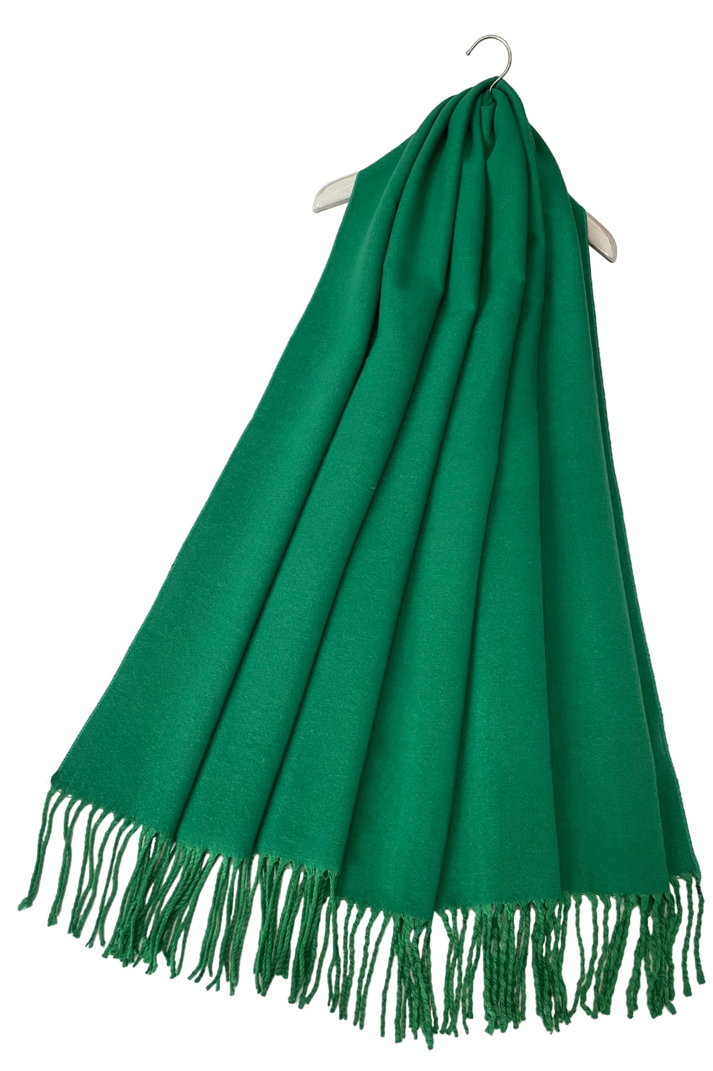 Warm Reversible Plain Tassel Blanket Scarf In Green