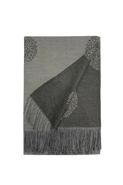 Tree Print Reversible Soft Blanket Scarf In Grey