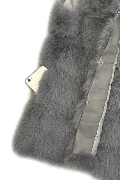 Faux Fur Gilet In Grey