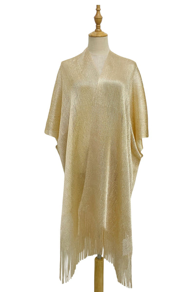 Metallic Thread Kimono Cover Up In Gold