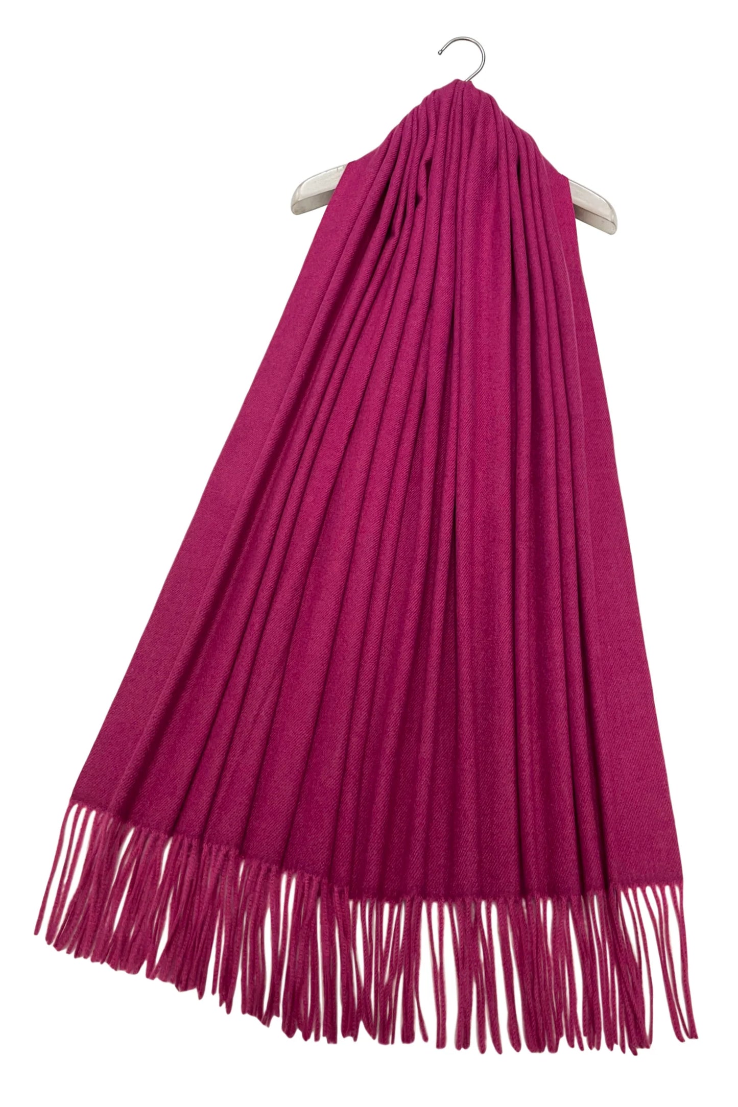 Plain Soft Wool Tassel Blanket Wrap Scarf In Magenta