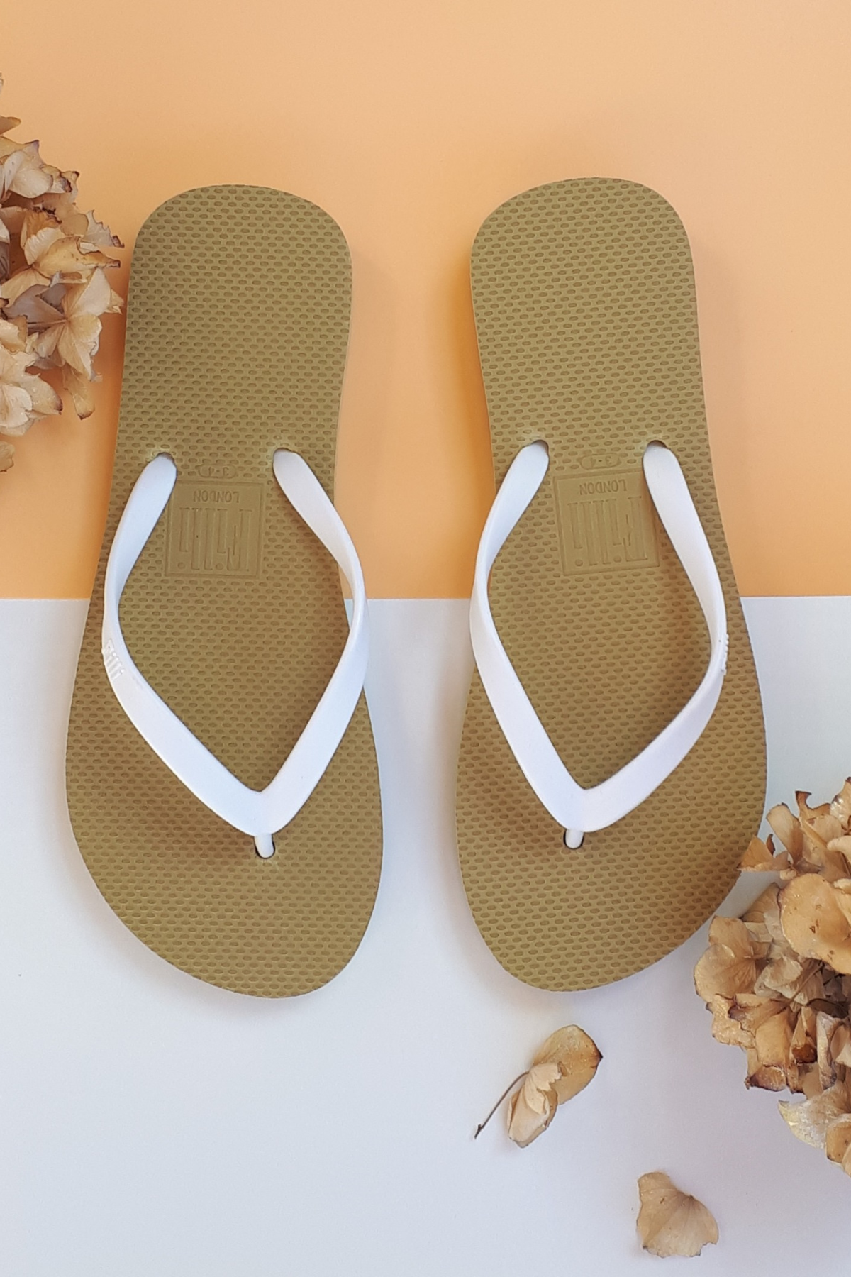 Naked Flip Flops - White on Gold - Filli London