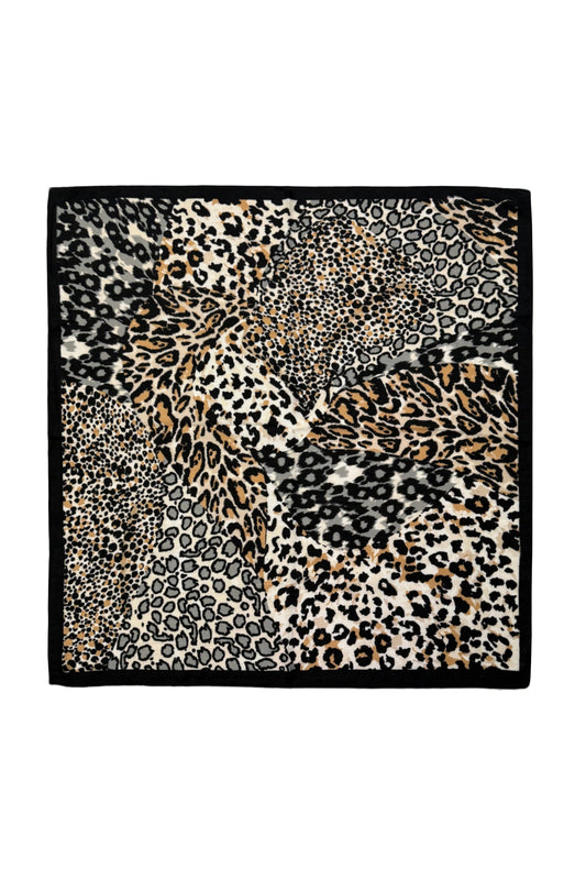 Multi Animal Print Border Square Neck Scarf