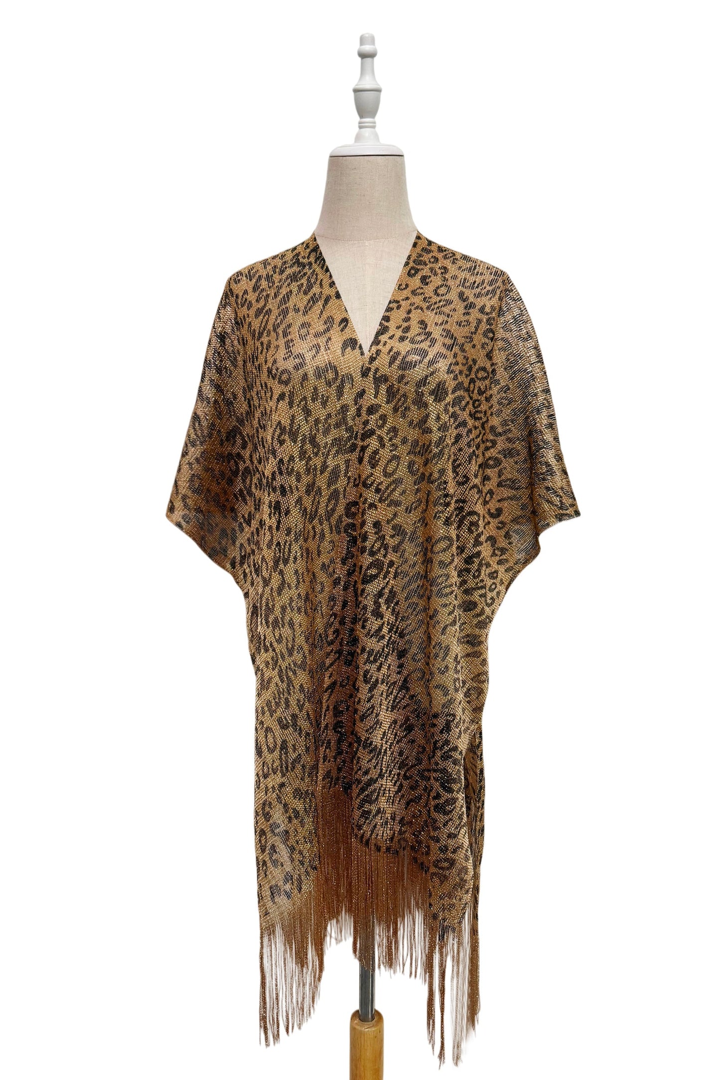 Leopard Luxe Shimmer Kimono In Golden Hour