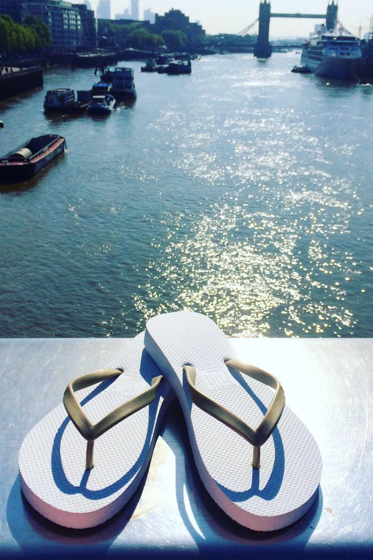 Naked Flip Flops - Gold on White - Filli London