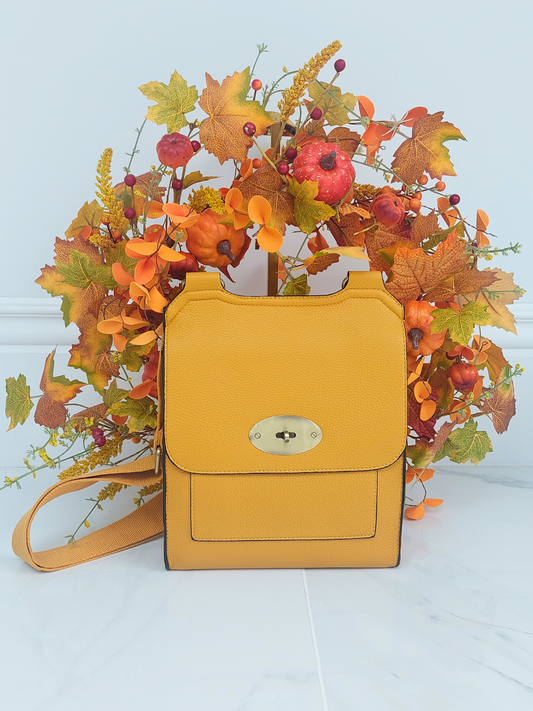 Cross Body Messenger Bag In Mustard