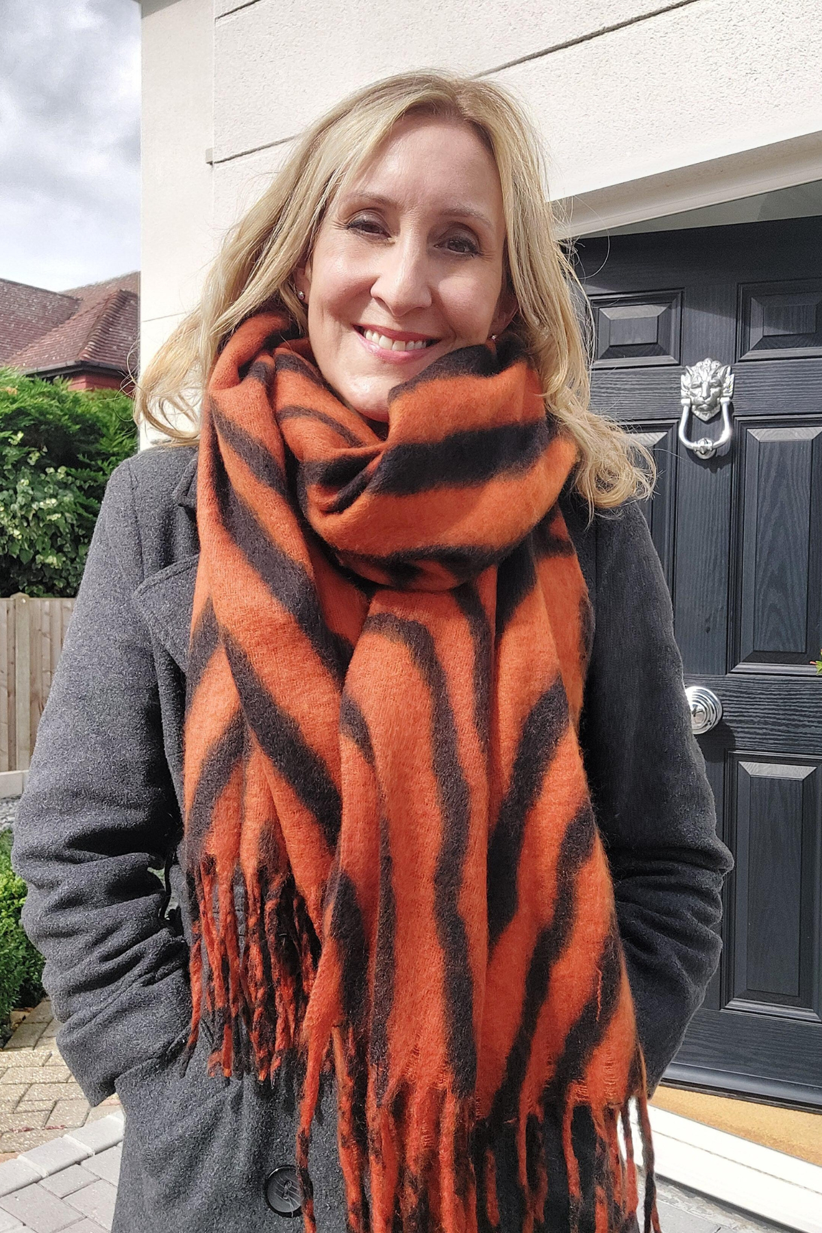 Soft Warm Tiger Print Scarf With Tassels