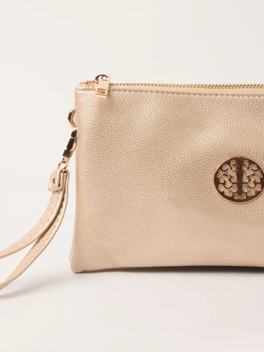 NEW ✨ Gold Detail Clutch/Shoulder/Crossbody Bag In Gold - Filli London