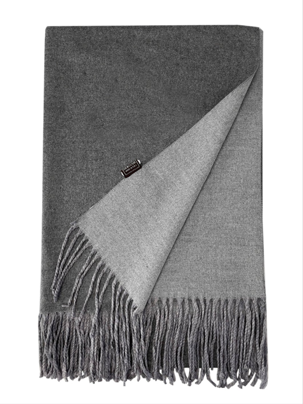 Warm Reversible Plain Tassel Blanket Scarf In Heather Grey