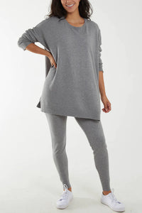 Side Split Jumper And Leggings Co Ord Lounge Set