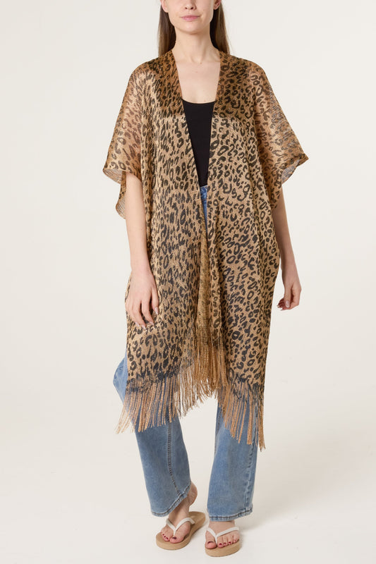 NEW ✨ Leopard Luxe Shimmer Kimono In Golden - Filli London