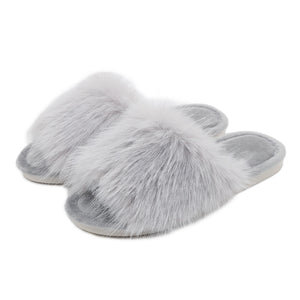 Super Cosy Luxury Fluffy Slippers In Grey