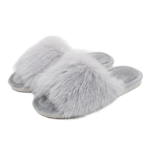 Super Cosy Luxury Fluffy Slippers In Grey