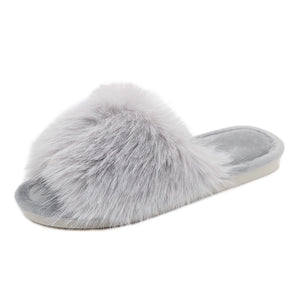 Super Cosy Luxury Fluffy Slippers In Grey