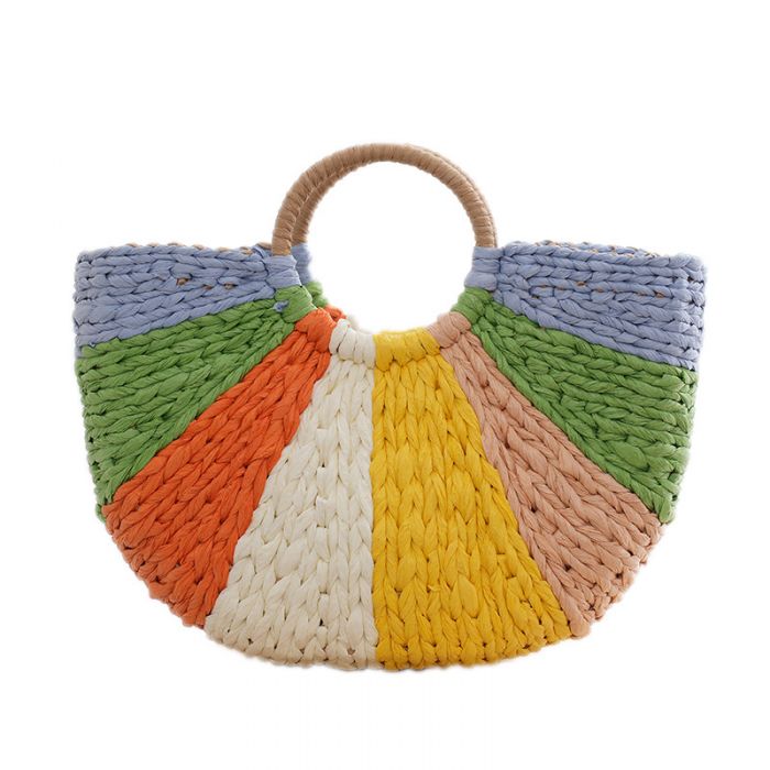 NEW ✨ Rainbow Raffia Tote Beach Bag