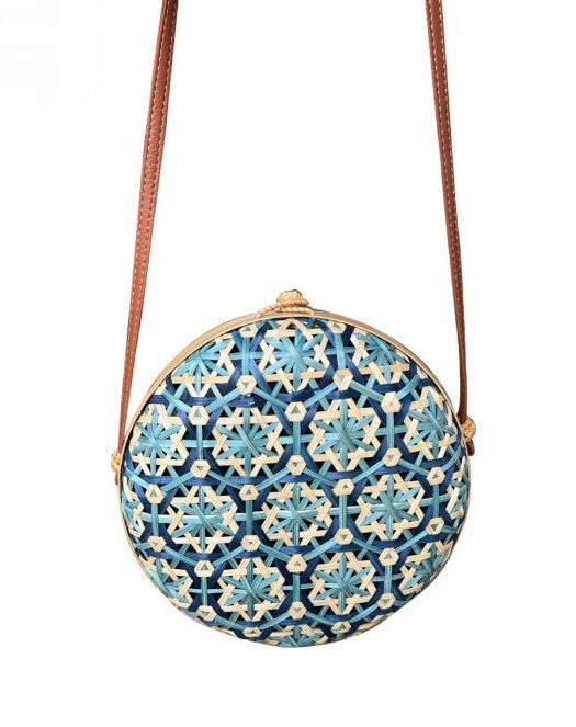 NEW ✨Azure Woven Round Crossbody Bag In Blue