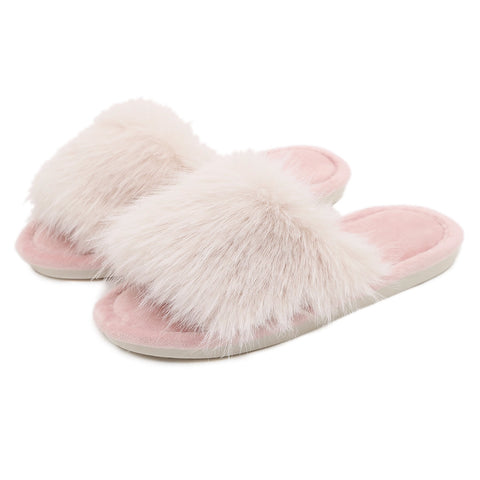 Super Cosy Luxury Fluffy Slippers In Baby Pink