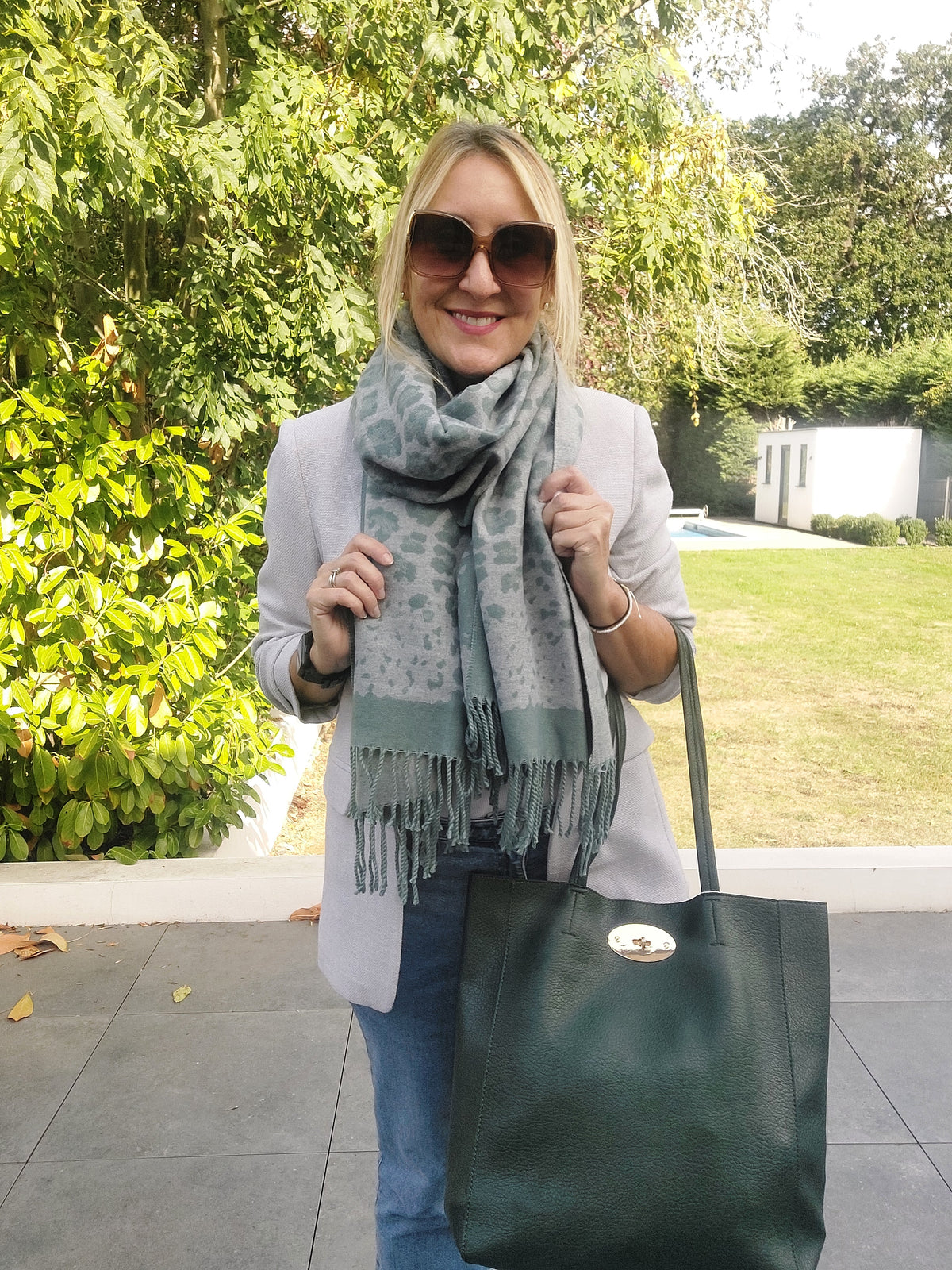 Soft Faux Leather Tote Bag In Dark Green - Filli London