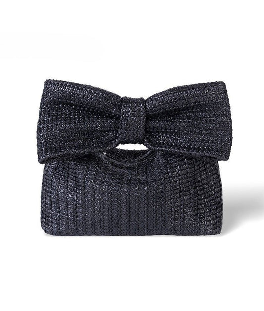 Beach Bow Clutch Bag In Black